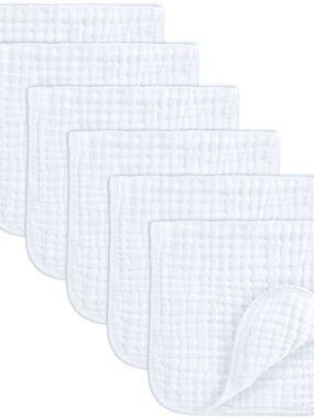 Comfy Cubs White Muslin Burp Cloth Bundle x6